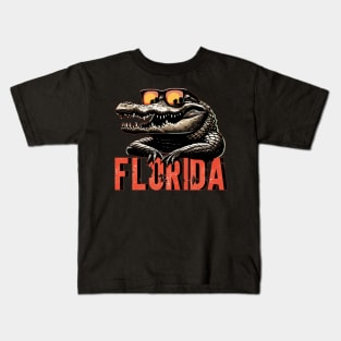 Travel Florida Funny Alligator in Sunglasses Kids T-Shirt